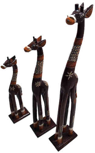 Giraffen Set Java Holz Giraffen 60 - 80 - 100 cm