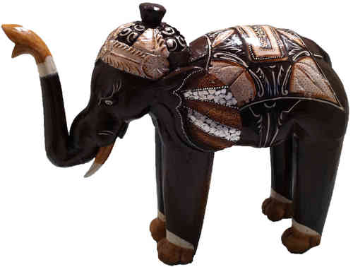 Holzfigur Dekoration Großer Elefant Densapar 80 cm