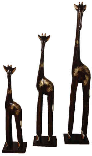 Giraffen Set Afrika Holz Giraffen 60 - 80 - 100 cm