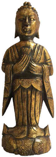 Buddha Antik Gold Holzfigur Deko Bali Statue Figur