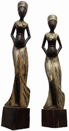 Bali Afrika Frau mit Vase Deko Holz Figur Statue 60-50 cm
