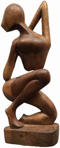 Bali Figur Holz abstrakte Skulptur Mädchen Posen Deko