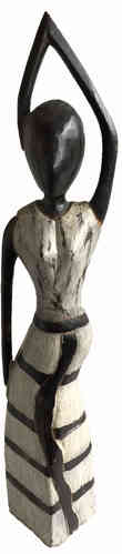 Bali Afrika Frau weiss Kleid Deko Holz Figur Statue 50cm