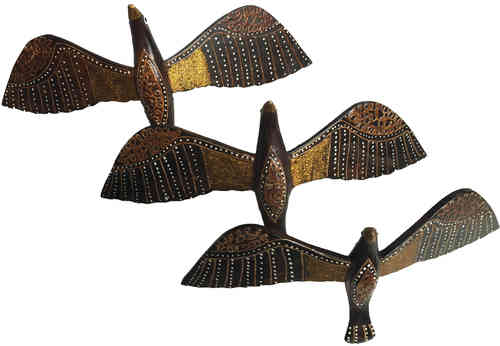 Bali Vogel Set Vögel jelly Wand Deko Skultpur Unikat