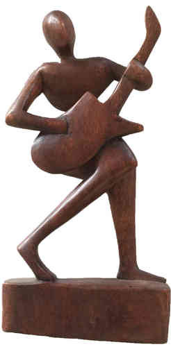 Bali Figur Gitarrenspieler Holz abstrakte Skulptur Deko