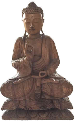 Buddha Holz Feinpoliert Holzfigur Deko Bali Figur 40 cm
