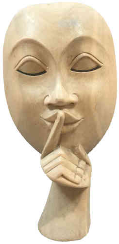 Phantom Gesicht Maske Holz Figur Bali Statue Weiß