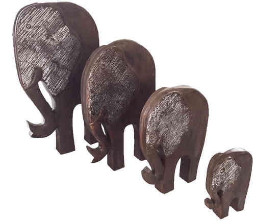 Bali Elefanten Set Holz Deko Platten Set 20-50 cm