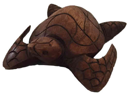 Holzfigur Natur Skulptur Schildkröte Bali Holz Deko